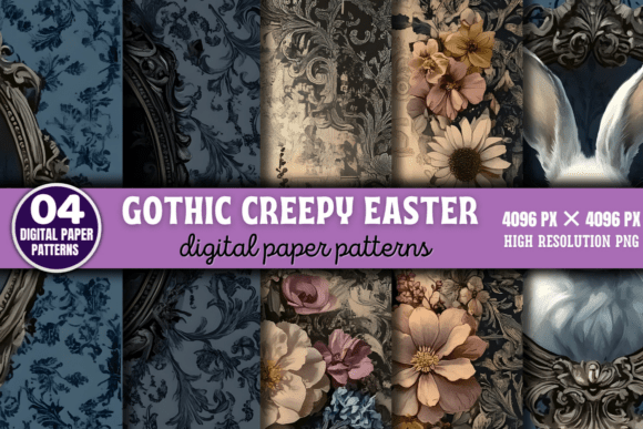 Download Gothic Creepy Easter Digital Paper 4 - Gothic creepy Collection