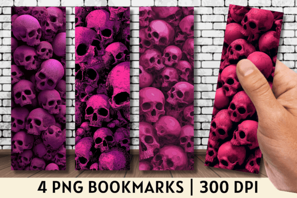 Download Pink Gothic Creepy Skull Pile Bookmark - Gothic creepy Collection