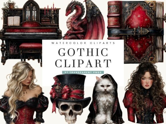 Download Watercolor Gothic Halloween Clipart - Gothic halloween Collection