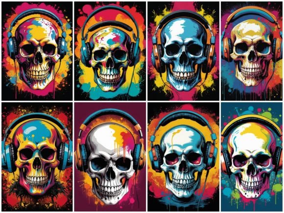 Download 32 Images Skull with Headphones Pop Art - Premium Resources