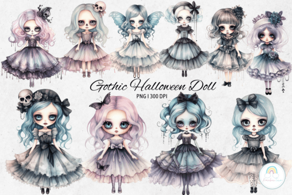 Download Gothic Halloween Doll Sublimation - Gothic halloween Collection
