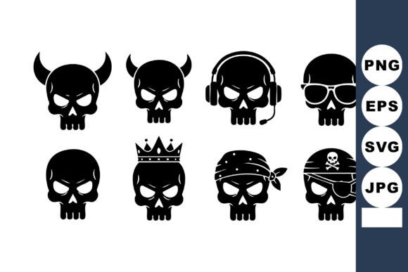 Download Skull Icons with Horns Crown Headphones - Headphones Collection